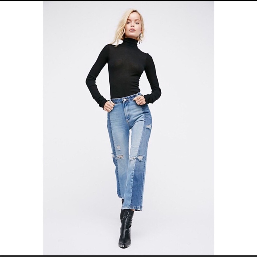 Free People two-toned straight leg jeans